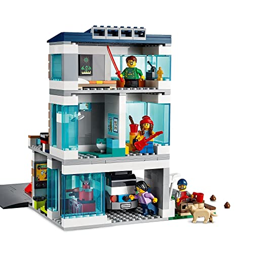 LEGO 60291 City Casa Familiar Casa de Muñecas Moderna con Placas de Carretera, Set de Construcción para Niños y Niñas