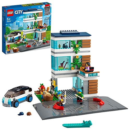 LEGO 60291 City Casa Familiar Casa de Muñecas Moderna con Placas de Carretera, Set de Construcción para Niños y Niñas