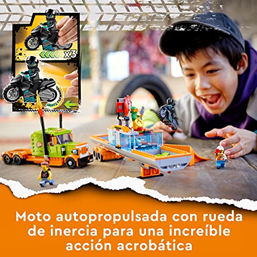 LEGO 60294 City Stuntz Espectáculo Acrobático: Camión, Set de Construcción con Moto con Rueda de Inercia y Tanque de Agua para Niños +6 años