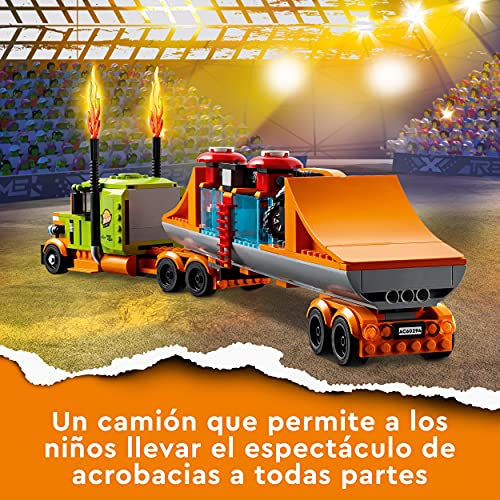 LEGO 60294 City Stuntz Espectáculo Acrobático: Camión, Set de Construcción con Moto con Rueda de Inercia y Tanque de Agua para Niños +6 años