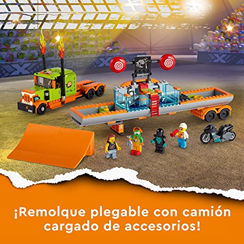 LEGO 60294 City Stuntz Espectáculo Acrobático: Camión, Set de Construcción con Moto con Rueda de Inercia y Tanque de Agua para Niños +6 años