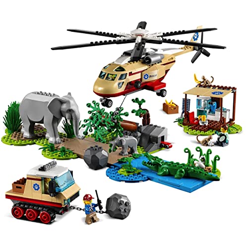 LEGO 60302 City Wildlife Rescate de la Fauna Salvaje: Operación, Set Veterinario de Juguete para Niños +6 Años con Helicóptero