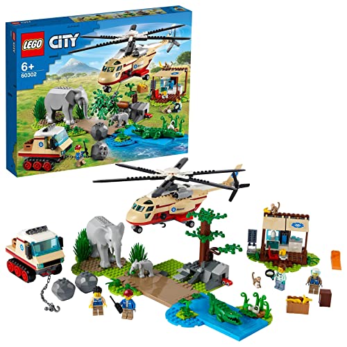 LEGO 60302 City Wildlife Rescate de la Fauna Salvaje: Operación, Set Veterinario de Juguete para Niños +6 Años con Helicóptero