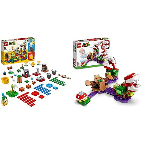 LEGO 71380 Super Mario Set De Creación: Tu Propia Aventura, Juguete De Construcción+ 71382 Super Mario Set De Expansión: Desafío Desconcertante De Las Plantas Piraña, Set De Construcción=