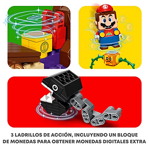 LEGO 71381 Super Mario Set de Expansión: Batalla en la Jungla contra el Chomp Cadenas, Kit de Construcción con Figura de Bramball