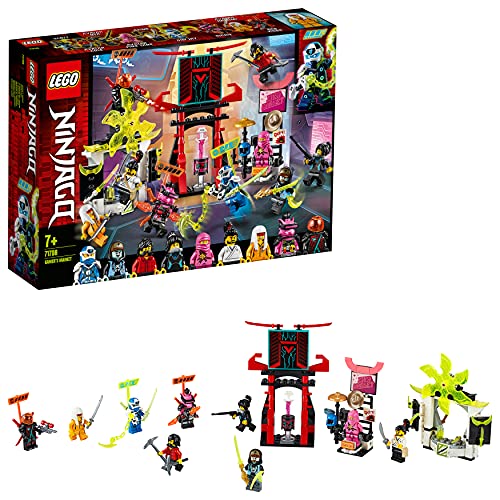 LEGO 71708 Ninjago Mercado de Jugadores, Juguete de Construcción para Niños +7 años con 9 Mini Figuras de Ninjas