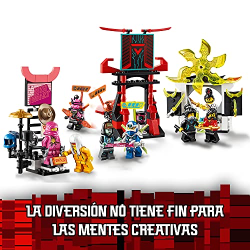 LEGO 71708 Ninjago Mercado de Jugadores, Juguete de Construcción para Niños +7 años con 9 Mini Figuras de Ninjas