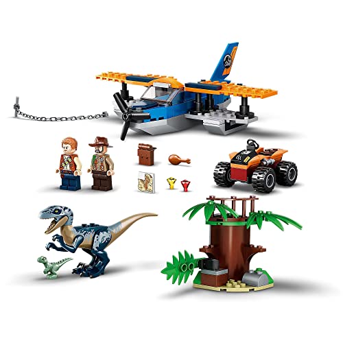 LEGO 75942 Jurassic World Velociraptor: Misión de Rescate en Biplano, Juguete de Construcción de Dinosaurios para Niños 4+ años