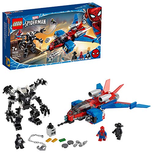 LEGO 76150 Super Heroes Jet Arácnido vs. Armadura Robótica de Venom Juguete de Construcción