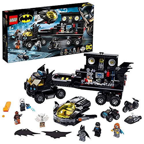 LEGO 76160 Super Heroes Batbase Móvil Juguete de Construcción con Batcueva, Camión con Avión Jet, Quad, Moto y Moto Acuática