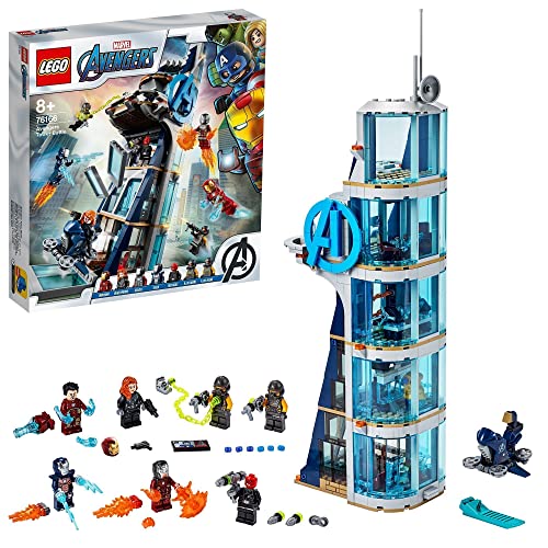 LEGO 76166 Marvel Super Heroes Batalla en la Torre de los Vengadores Set con Iron Man, Juguete de Construcción para Niños 8+ años