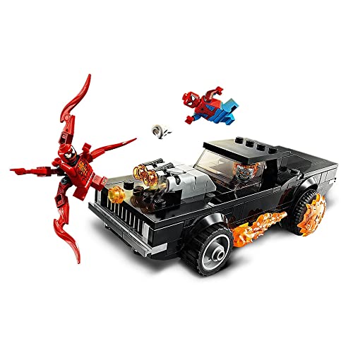 LEGO 76173 Spider-Man y el Motorista Fantasma vs. Carnage, Set de Superhéroes Marvel Juguete con Coche de Construcción