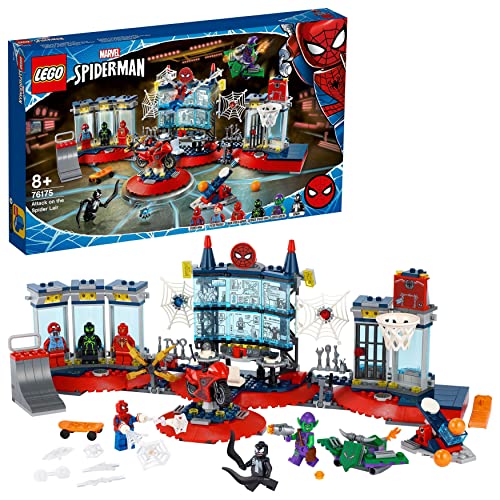 LEGO 76175 Marvel Spider-Man Ataque a la Guarida Arácnida, Playset con Superhéroes Spider-Man, Duende Verde y Venom