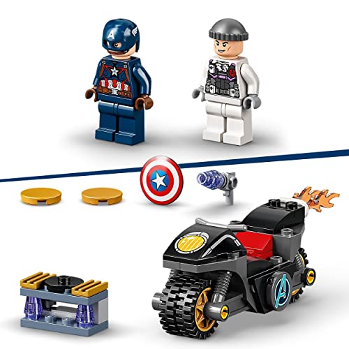 LEGO 76189 Marvel Vegadores Capitán América contra Hydra, Super Heroes Set con Moto de Juguete y Mini Figuras de Avengers