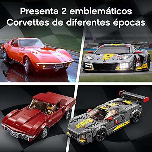 LEGO 76903 Speed Champions Deportivo Chevrolet Corvette C8.R y Chevrolet Corvette de 1968, Coche de Juguete para Construir