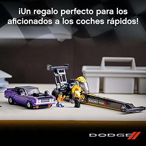 LEGO 76904 Speed Champions Drágster Mopar Dodge//SRT Top Fuel y Dodge Challenger T/A de 1970, Coches Deportivos de Juguete