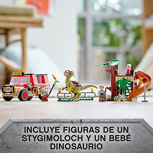 LEGO 76939 Jurassic World Huida del Dinosaurio Stygimoloch, Set de Iniciación para Niños a Partir de 4 Años con Figuras y Cabaña del Árbol