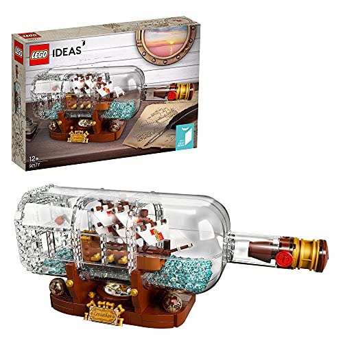 LEGO 92177 Ideas Barco en una Botella Set de Construcción de Coleccionistas con Soporte para Exposición para Niños +12 años