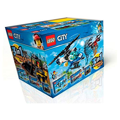 LEGO City 3 en 1 paquete triple 66643 – Sky Police Drone Chase 60207 + Dock Side Fire Boat 60213 + cargador de construcción 60219.