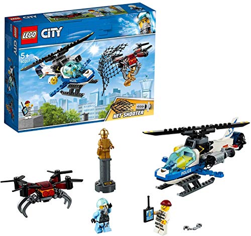 LEGO City 3 en 1 paquete triple 66643 – Sky Police Drone Chase 60207 + Dock Side Fire Boat 60213 + cargador de construcción 60219.