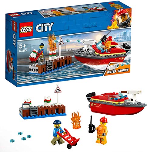 LEGO City 3 en 1 paquete triple 66643 – Sky Police Drone Chase 60207 + Dock Side Fire Boat 60213 + cargador de construcción 60219.