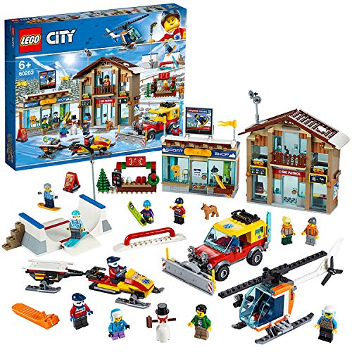 LEGO City Town - Estación de Esquí, Set de construcción, Incluye helicóptero y camión quitanieves de juguete además de 2 edificios (60203) , color/modelo surtido