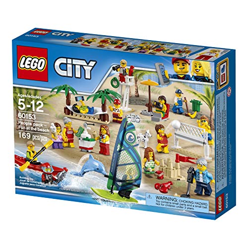 LEGO City Town - Pack de MiniFiguras Diversión en la Playa, Juguete de Construcción, Incluye Piragua y Tabla de Windsurf (60153)