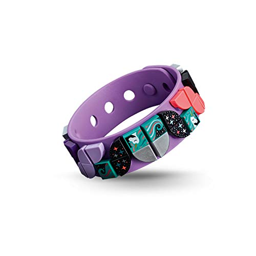 LEGO DOTS - Pulsera unicornio estelar, pulsera de juguete creativa, juego para diseñar pulseras, recomendado a partir de 6 años, brazalete color morado con piezas decorativas (41902)