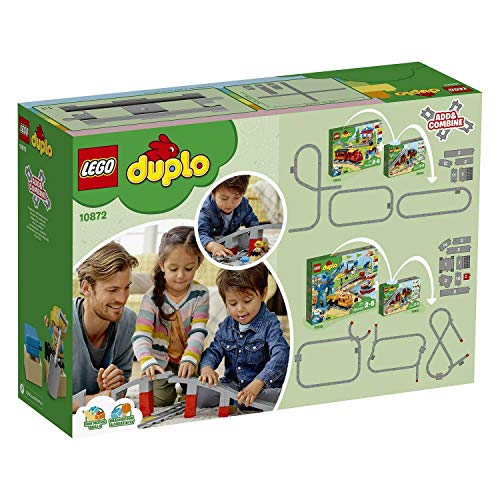 LEGO Duplo - Juego de ferrocarril de vapor (10874, puente ferroviario 10872 con rieles y 10882)