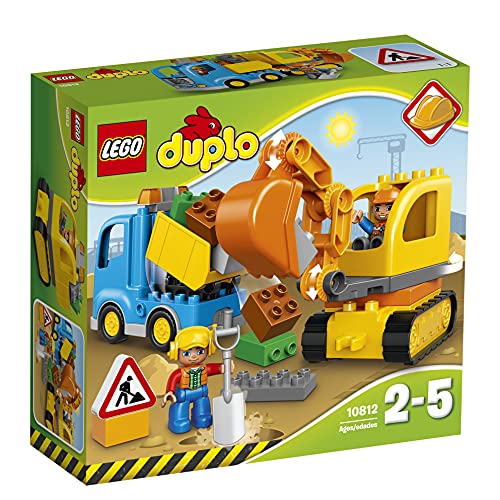 LEGO DUPLO Town - Camión y Excavadora con Orugas, manualidades niños y niñas de 2 a 5 años, incluye muñeco y grúa de juguete (10812)