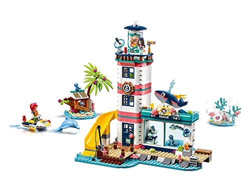 LEGO Friends - Centro de Rescate del Faro Nuevo set de construcción de Colorido Edificio con Tobogán de Juguete y mini muñecas para Recrear Aventuras en la Costa (41380)