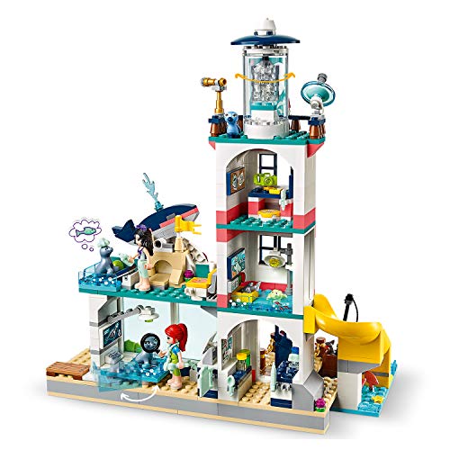 LEGO Friends - Centro de Rescate del Faro Nuevo set de construcción de Colorido Edificio con Tobogán de Juguete y mini muñecas para Recrear Aventuras en la Costa (41380)