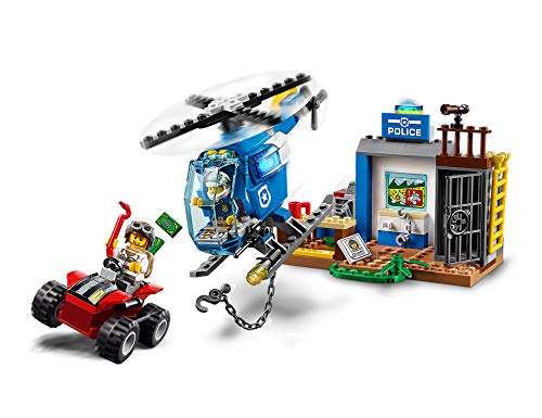 LEGO Juniors - Persecución Policial en la Montaña, Juguete de Policía de Construcción con Helicóptero para Niños de 4 a 7 Años, Incluye Minifiguras y Vehículo Todoterreno (10751)