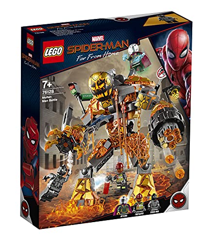 LEGO Marvel Super Heroes - Batalla contra Molten Man, Juguete de Construcción de la Película Spider-Man Lejos de Casa, Incluye Minifigura de Mysterio (76128)