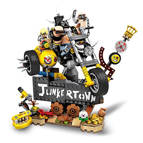 LEGO Overwatch - Junkrat y Roadhog, Set de Construcción inspirado en el videojuego, Figura de acción, Incluye moto Chopper y cartel de Junkertown (75977)