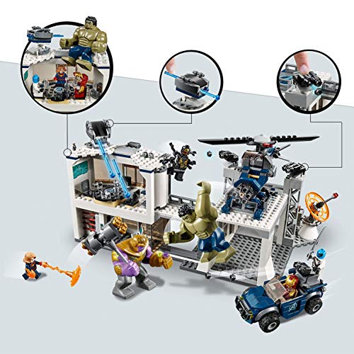 LEGO Super Heroes - Batalla en el Complejo de los Vengadores, Juguete de Construcción de Avengers, Incluye Helicóptero y Todoterreno (76131)