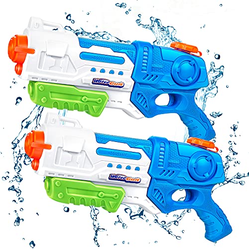 lenbest 2 Pack Pistolas de Agua, 900ML Pistola Agua Juguete, Juego de Pistolas de Chorro de Largo Alcance de 10 M, Verano Juguetes de Agua Juego, Jardín, Playa, Piscina Al Aire Libre,niño, Adulto