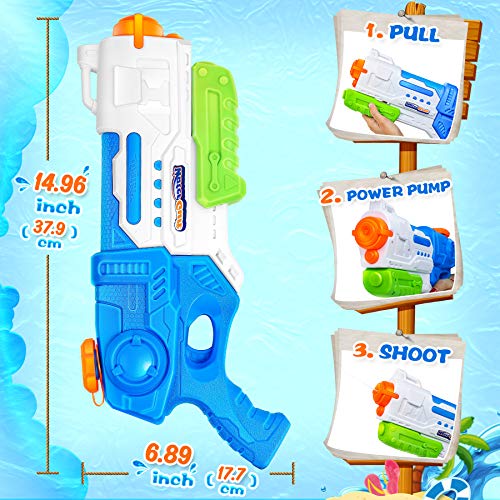 lenbest 2 Pack Pistolas de Agua, 900ML Pistola Agua Juguete, Juego de Pistolas de Chorro de Largo Alcance de 10 M, Verano Juguetes de Agua Juego, Jardín, Playa, Piscina Al Aire Libre,niño, Adulto