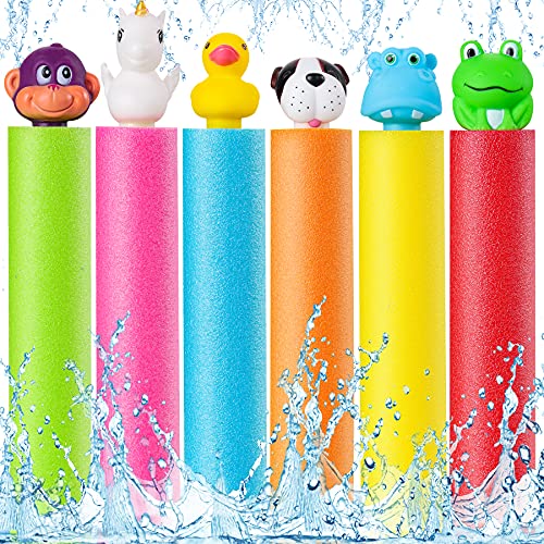 lenbest 6 Pcs Pistolas de Agua, Pistolas Juguetes Agua, Juguetes Infantil para Piscina Playa, Pistola Agua Espuma, Tirador de Juguete Animal 35x4.5 CM