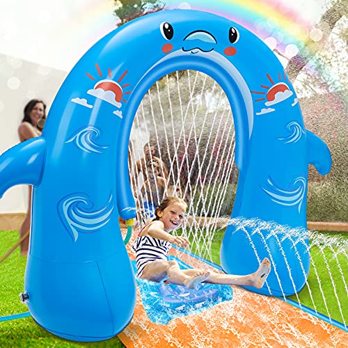 lenbest Tobogán de Agua, Tobogán Infantil para Piscina, Tobogán Hinchable Acuático, Tobogán Agua Deslizante con Arco, Juguete Jardín Resbaladilla de Agua