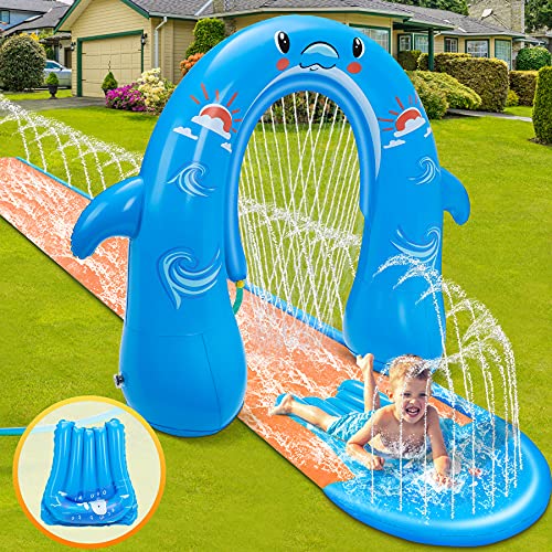 lenbest Tobogán de Agua, Tobogán Infantil para Piscina, Tobogán Hinchable Acuático, Tobogán Agua Deslizante con Arco, Juguete Jardín Resbaladilla de Agua