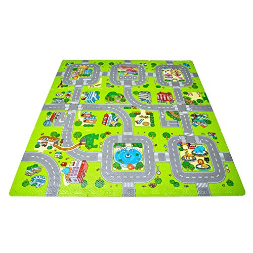 Leo & Emma Alfombra de Puzzle para niños, Jugar en la Calle, 30 x 30cm, Nuevo Modelo - TÜV Probado (Ciudad)