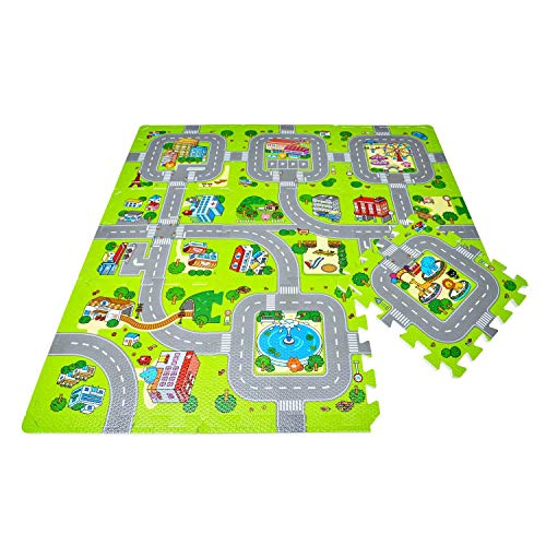 Leo & Emma Alfombra de Puzzle para niños, Jugar en la Calle, 30 x 30cm, Nuevo Modelo - TÜV Probado (Ciudad)