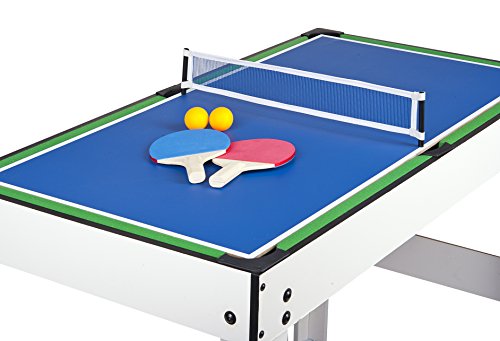 Leomark Mesa multijuegos futbolin Mesa Billar 4 en 1 (Billar, futbolín pimpón y Hockey) Mesa de Billar Mesa de Ping Pong Mesa de Air Hockey Futbolín, Dimensiones: 120 cm x 61 cm x 82 (A) cm