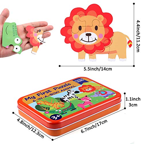 Lewo 6 en 1 Puzzle de Madera Rompecabezas de Animales My First Puzzle Juguetes Educativos para Bebes Niños Niñas Juguetes Niños 2 3 4 Años