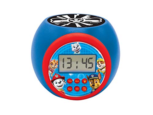 Lexibook Despertador con proyector de La Patrulla Canina, función repetición de la alarma, luz de noche con temporizador, Pantalla digital RL977PA, color azul , color/modelo surtido