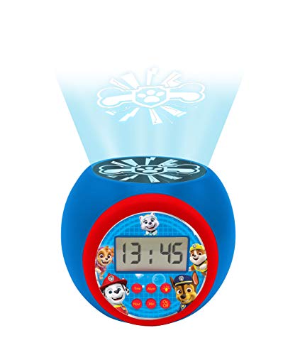 Lexibook Despertador con proyector de La Patrulla Canina, función repetición de la alarma, luz de noche con temporizador, Pantalla digital RL977PA, color azul , color/modelo surtido