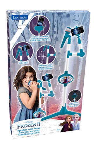 LEXIBOOK Disney Frozen 2 Micrófono con pie Luminoso y Altavoz Integrado, Especial Karaoke S150FZ, Color