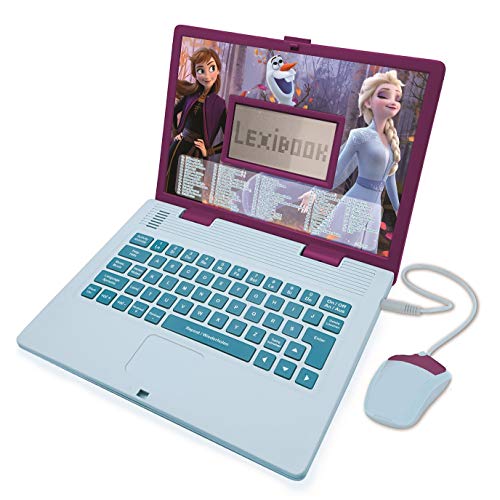 LEXIBOOK Disney Frozen 2 – Portátil Educativo y bilingüe alemán/inglés – Juguete para niñas con 124 Actividades para Aprender, Jugar Juegos y música con Elsa & Anna – Azul/Morado JC598FZi3