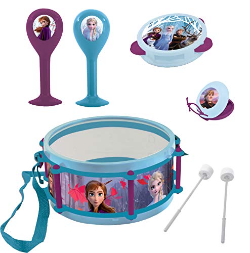 Lexibook K360FZ Disney Frozen-Conjunto Musical 7 Instrumentos en 1, Juguete Infantil a Partir de 3 años, color azul/blanco